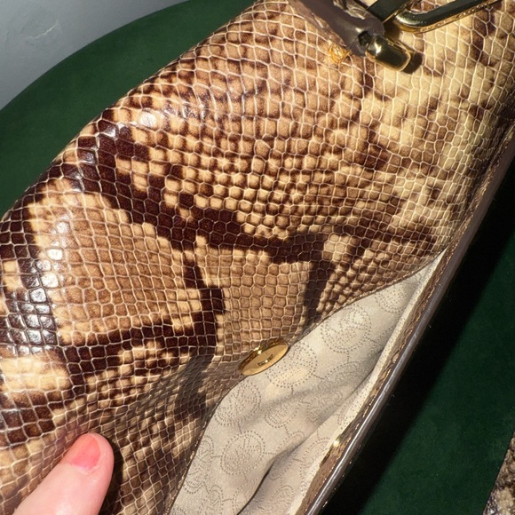 Michael Kors Tan Snake Print Satchel - Picture 5 of 11